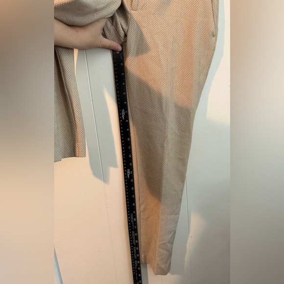 Zara Khaki with Black Polka Dot Work Trouser Pants, Size 6 - Picture 9 of 10
